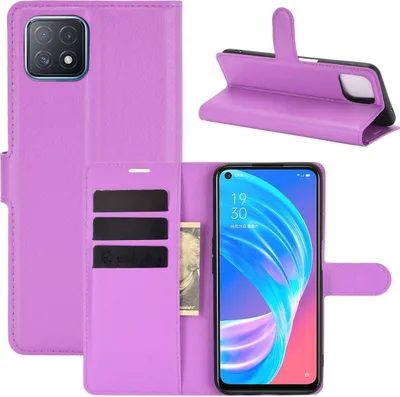 Produktbild von König Design Hülle kompatibel mit Oppo A72 / A73 Kunstleder Handyhülle - Handy Case Violett