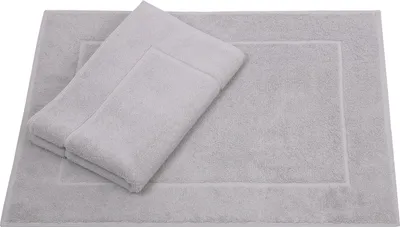 Produktbild von Betz 2er Set Badvorleger 50x70 cm PREMIUM Badematte Badteppich Duschvorleger 100% Baumwolle 650g/m²  Farbe: silber