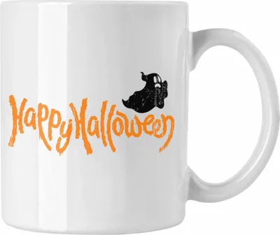 Produktbild von Trendation - Halloween Tasse Kürbis Dekoration Becher Happy Halloween Geister (Weiß)