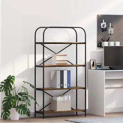 Image de Maison Exclusive - Étagère de bibliothèque, 4 niveaux, 80 x 30 x 146 cm, en panneaux de particules