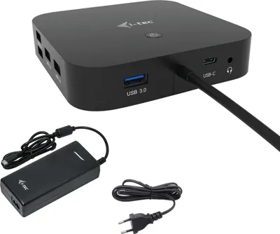 Zdjęcie produktu dla i-tec C31HDMIDPDOCKPD100, Przewodowa, USB 3.2 Gen 1 (3.1 Gen 1) Type-C, 100 W, 3,5 mm, 10,100,1000 Mbit/s, Czarny