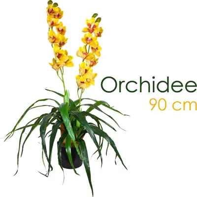 Immagine prodotto di Orchidea Pianta Artificiale con Vaso 90 cm Giallo Decovego