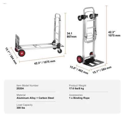 Produktbild von Stapelwagen - Transportkarren - Transportwagen - Lagerwagen - Plattformwagen - Klappbar - Tragfähigkeit: 180 kg