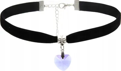 Zdjęcie produktu dla CHOKER KLASYCZNY NASZYJNIK z Kryształem SERCE WISIOREK Gotycki RÓŻOWY