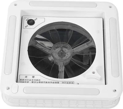 Immagine prodotto di Ventilatore da tetto 12 V, 11 pollici, ventilazione a 2 vie con luce a LED e griglia in acciaio inossidabile