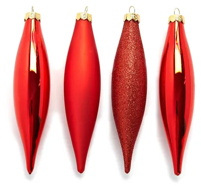 Weihnachtskugeln aus Glas, rot, 14 cm, 4 Stück
