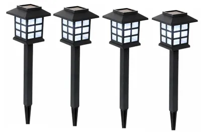 Produktbild von 4er Set LED Solarleuchten, schwarz, Laterne, Höhe 38 cm