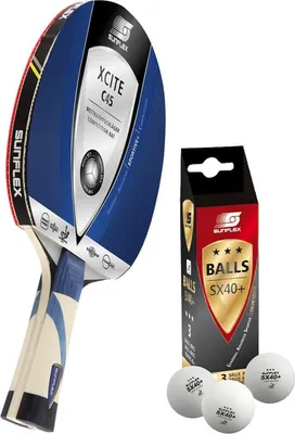 Produktbild von Sunflex Tischtennisschläger Xcite C45 + 3x SX+ Tischtennisbälle