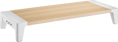 Produktbild von InLine Monitor Podest+ mit 2x USB 3.2 Gen1 und QC3 Ladeports, 80mm, max. 15kg, Weiß, Holz, 217 mm, 555 mm, 80 mm, 1,72 kg, 1 Stück(e)