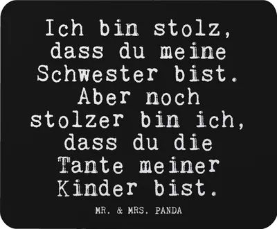 Produktbild von Mr. & Mrs. Panda Mauspad Ich bin stolz, dass... - Schwarz - Geschenk, Glizer Spruch Sprüche Weisheiten Zitate Lustig Weisheit Worte, Mouse Pad, pc mousepad, Geburt, Tante