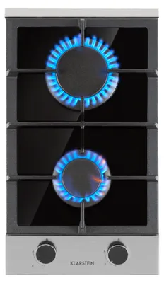 Image de Klarstein Plaque de Cuisson Gaz 2 Feux, Table de Cuisson à Gaz 2 Brûleurs, Plaque Gaz 4.2 kW, Piano Cuisine Gaz en Acier Inoxydable, Plaque de Cuisson Gaz Encastrable, Plaque a Gaz Cuisine Inox