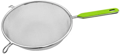 Produktbild von Fackelmann Sieb Ø 20 cm, Küchensieb aus Edelstahl, feinmaschiger Seiher mit Griffeinlage aus Kunststoff (Farbe: Grün/Silber)
