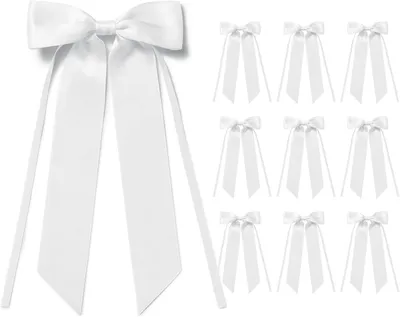 Imagen del producto de Listones de satén blancos, 10 unidades, 12 x 25 cm, para regalos y celebraciones