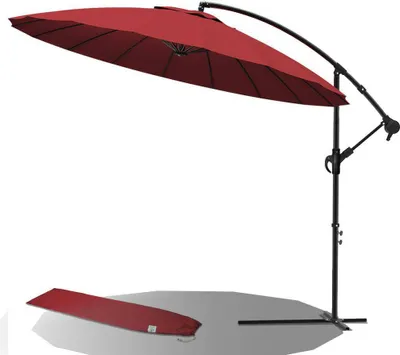 Produktbild von VOUNOT® Ampelschirm mit Schutzhülle 300 cm, Shanghai Sonnenschirm, Rot