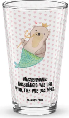 Produktbild von Mr. & Mrs. Panda Glas Wassermann Astrologie - Transparent - Geschenk, Trinkglas, Tumbler, Sternzeichen, Geburtstagsgeschenk, Bierglas, Cocktailglas, Longdrinkglas
