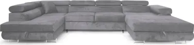 Produktbild von Sofiland Ecksofa Aller U XXL-Ecksofa mit Schlaffunktion und zwei Bettkästen in Hellgrau, linke Seite