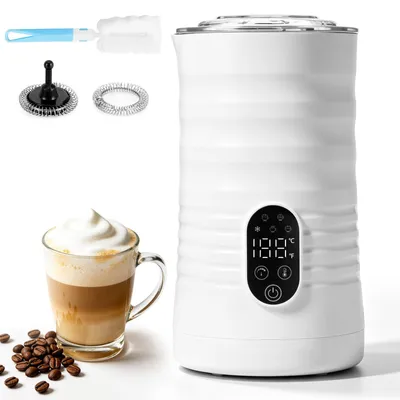 Milchaufschäumer elektrisch 5-in-1 400 W 590 ml Edelstahl Weiß