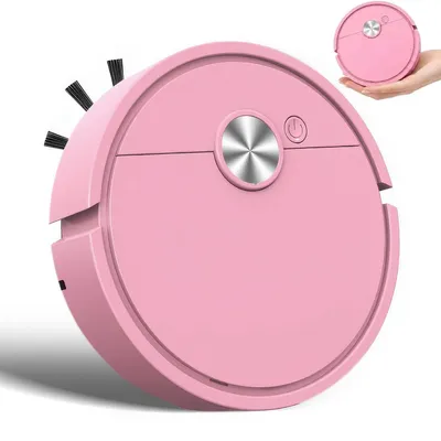 Produktbild von Mini Saugroboter , pink, 3-in-1 Saugen, Wischen & Kehren, 40 Min Laufzeit, kompakt, leise 40 dB, USB-Ladung, für kleine Wohnungen