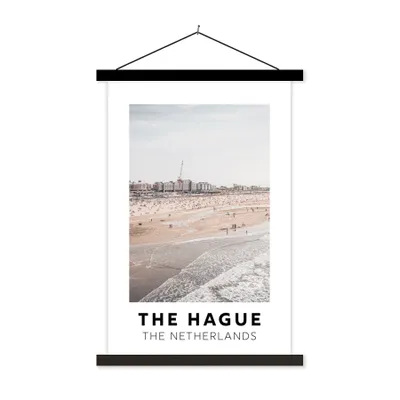 Produktbild von MuchoWow® Textilposter Niederlande - Den Haag - Scheveningen 60x90 cm mit schwarzem Rahmen - Poster Wohnzimmer