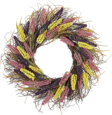 Zdjęcie produktu dla BELIANI Wianek na drzwi wielokolorowy dekoracyjny kwiatowy 50 cm okrągła ozdoba ścienna na stół w stylu rustykalnym tradycyjnym boho
