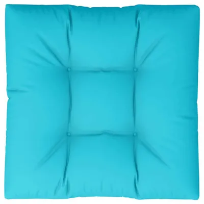 A top-down view of a single turquoise cushion.