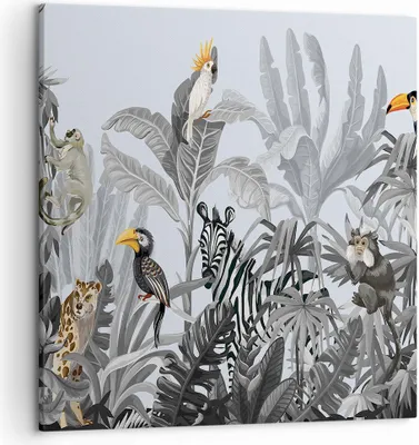 Produktbild von Bild auf Leinwand - Leinwandbild - Einteilig - Dschungel Tiere Tukane - 50x50cm - Wand Bild - Wanddeko - Wandbilder - Leinwanddruck - Bilder - Wanddekoration - Leinwand bilder - AC50x50-4662