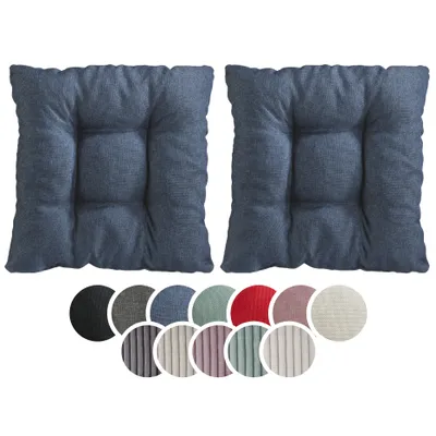 Immagine prodotto di sleepling - Set di 2 cuscini per sedia, cuscino per seduta, morbido tessuto di rivestimento, 38 x 38 cm, 7 cm, jeans
