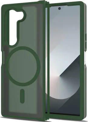 Produktbild von Magnetisch Hülle für Samsung Galaxy Z Fold 6, Kompatibel mit MagSafe, Transluzente Matt Rückseite Stoßfeste Handyhülle Grün
