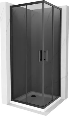 Zdjęcie produktu dla Mexen Rio kabina prysznicowa kwadratowa 90 x 90 cm, grafit, czarna + brodzik Flat, biały - 860-090-090-70-40-4010B