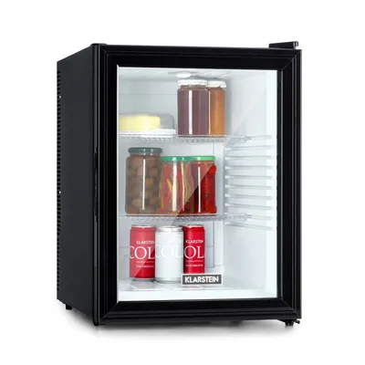 Produktbild von Klarstein Kühlschrank, Mini Kühlschrank mit Glastüre, Mini-Kühlschrank für Getränke, Snacks & Kosmetik, Kühlschrank Klein & Leise, Verstellbare Ablagen, Kleiner Skincare Kühlschrank 12-18°C, 42L