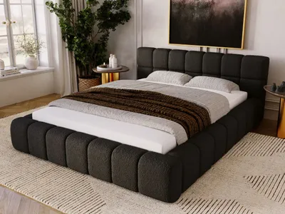 Produktbild von GrainGold Polsterbett Alicante 160x200 cm - Bett 160x200, Polsterbett mit Bettkasten und Lattenrost - Schwarz (Anthology 19)
