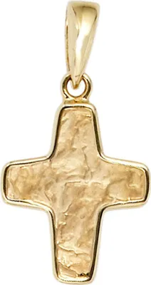 Produktbild von Anhänger Goldkreuz Kreuz teilgehämmert 585 Gold Gelbgold Halsschmuck