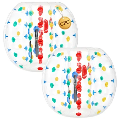 Produktbild von VEVOR 2 Bumper Bälle Aufblasbar 1,2 m PVC Bump Ball mit Farbigen Punkten für Garten, Camping, Picknick, Rasen und Schulsport, Auslaufsicheres Drehventil, Verstärkte Gurte und Heißverschweißter Griff