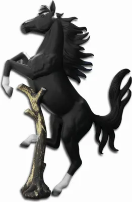Produktbild von schwarzes springendes Pferd auf Stamm 320cm hoch Dekorationsfigur/Werbefigur - GFK - lebensgroß - für draußen