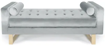 Image de MENZZO Banquette capitonnée Shell Velours Argent