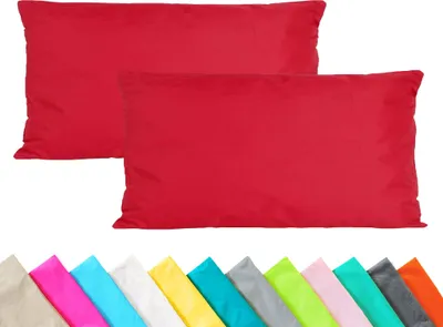 Produktbild von JACK 2er Set Outdoor Kissenhülle Kissenbezug 30x50cm Wasserfest Sitzkissen Lounge Kissen Garten Stuhl Lotus Effekt, Farbe:Rot