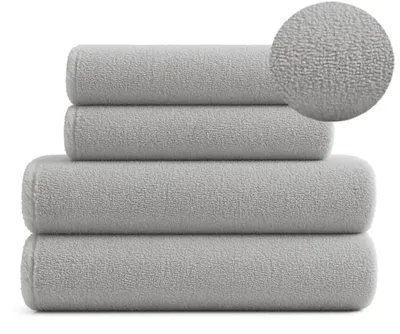 Produktbild von Handtuch Set - 100% Baumwolle - 420g/m2 - 2x50x90 cm, 2x70x140 cm - Extra Saugfähig - Grau - hohe Grammatur - Diana