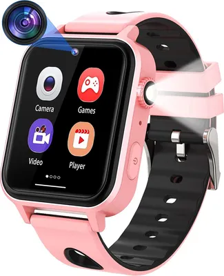 Obrázek produktu pro Topchances Dětské hry Smartwatch, chytré hodinky pro děti s dotykovým displejem, 18 her, fotoaparát, krokoměr, budík, MP3 hudební přehrávač pro děti, chlapce, dívky, Vánoce, narozeniny růžová
