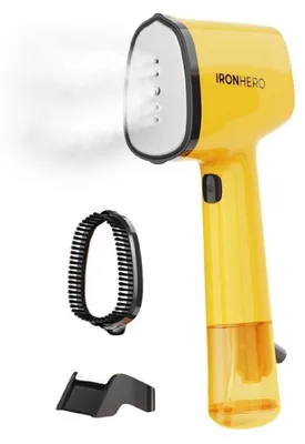 Produktbild von Cecotec IronHero V-1500, Tragbare Dampfbürste, 0,5 min, Gelb, Tasten, 25 g/min, Aluminium