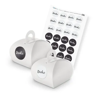 Produktbild von itenga SET Danke Vintage Papier Mix (Motiv 73) 24x Geschenkschachtel mit Griff w