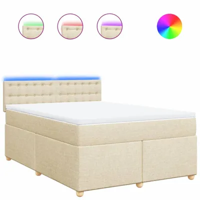 Productafbeelding van vidaXL Boxspringbed met matras, crème kleur, 160x200 cm, stoffen bekleding