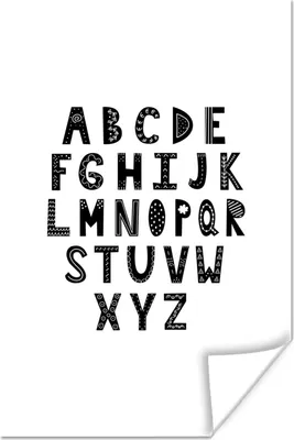 Produktbild von MuchoWow® Poster Illustration Alphabet schwarzen Buchstaben auf einem weißen Hintergrund 40x60 cm - Plakate für die Wand - Poster Babyzimmer