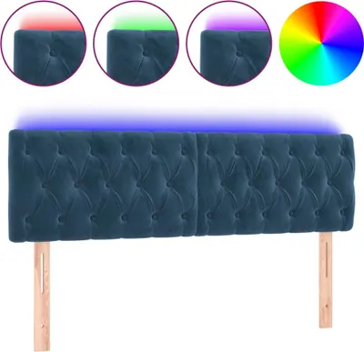 Produktbild von vidaXL LED Kopfteil Dunkelblau 144x7x78/88 cm Samt