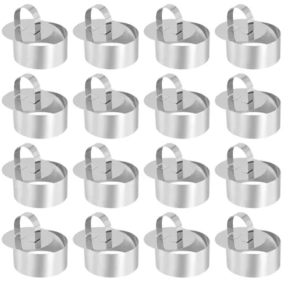 Produktbild von JEUIHAU 15-teiliges Edelstahl-Kochring-Set, Mousse-Kuchenringe, 8 cm, runde Lebensmittel-Präsentationsringe für Desserts