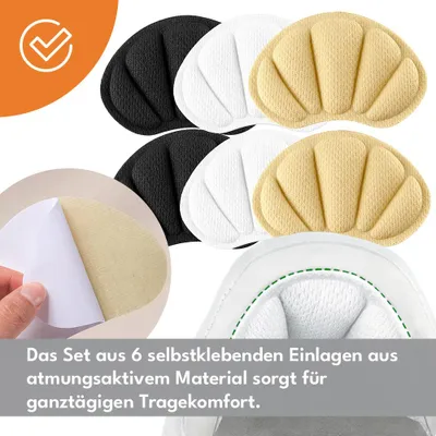 Produktbild von KRUMAD Fersenpolster 3 Paar, Selbstklebende Fersenkissen für Schuhe, Schutz vor Blasen, Reibung und Druckstellen, Komfort für Damen & Herren
