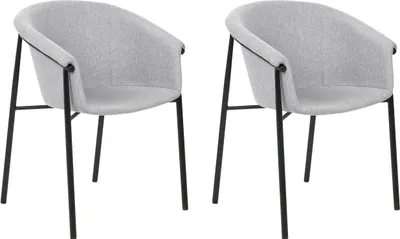 Produktbild von BELIANI Esszimmerstuhl 2er Set Hellgrau Stoff mit Schwarzen Metallbeinen Retro-Design Polsterstuhl Wohnzimmer Essbereich Flur Diele Ausstattung Möbel