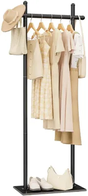 Image de Azomor : portemanteau métallique sur pied au design unique et à la base stable, pour les vêtements et les accessoires