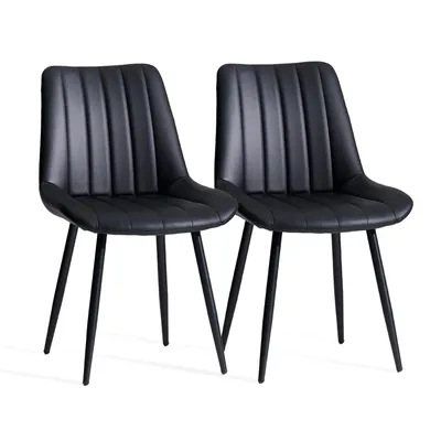 Produktbild von CLIPOP Esszimmerstühle 2er Set Polsterstühlen, gepolsterter Sitz, für Küche, Esszimmer, Schwarz