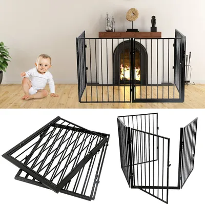 Produktbild von Kaminschutzgitter Kamingitter 240 x 75 cm Baby Kinderschutzgitter klappbar Schutzgitter Ofenschutzgitter Schwarz