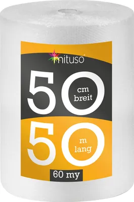 Produktbild von 1x Luftpolsterfolie 50 cm x 50 m (Stärke: 60 my) | Noppenfolie ideal für Versand, Umzug und Verpackung in Profi-Qualität